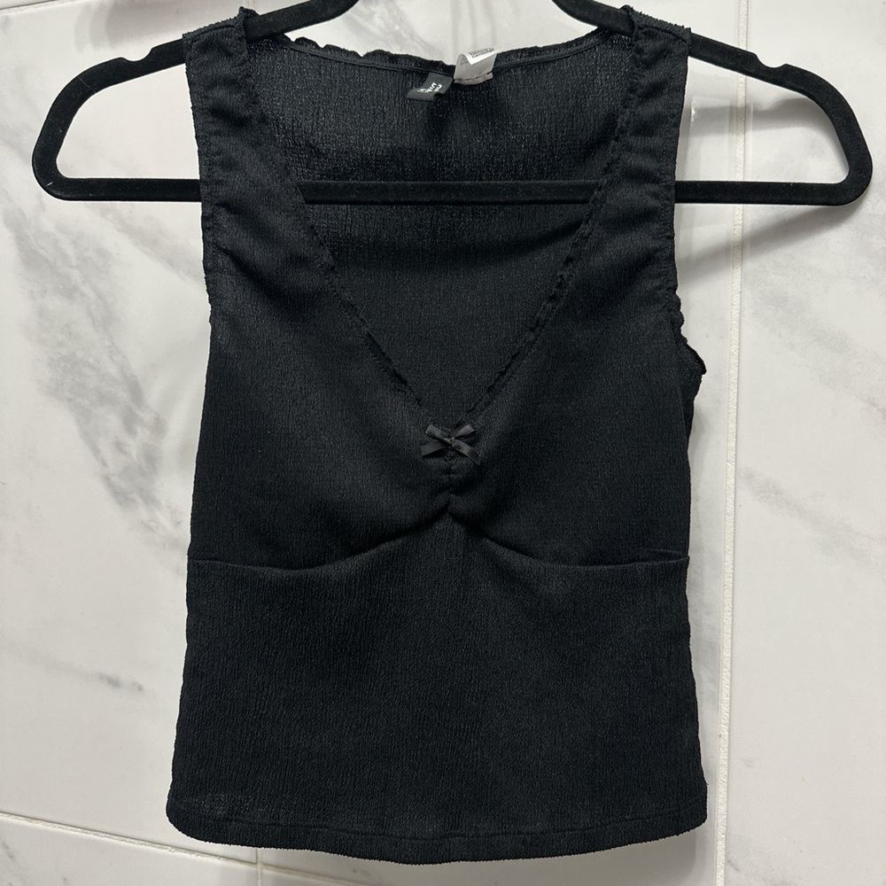 Black Crop Top with Bow Detail